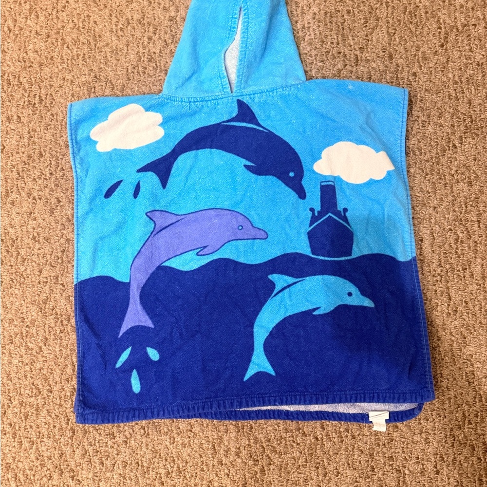 Blue Dolphin Hooded Towel Coverup
